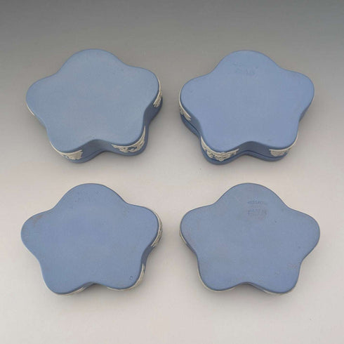 Vintage British Wedgwood Jasperware Star-Shaped Box Set of 4, Pale Blue