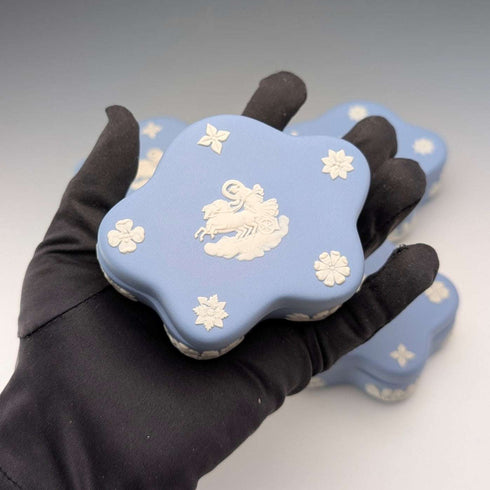 Vintage British Wedgwood Jasperware Star-Shaped Box Set of 4, Pale Blue
