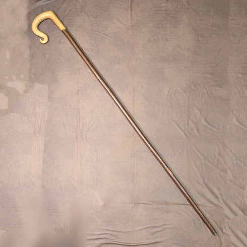 Bastón de pastor vintage con mango curvado grande y vara de avellano, 132 cm