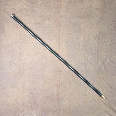 1874년 영국 앤틱 블랙 샤프트 순은 조각 론델 핸들 지팡이 82cm