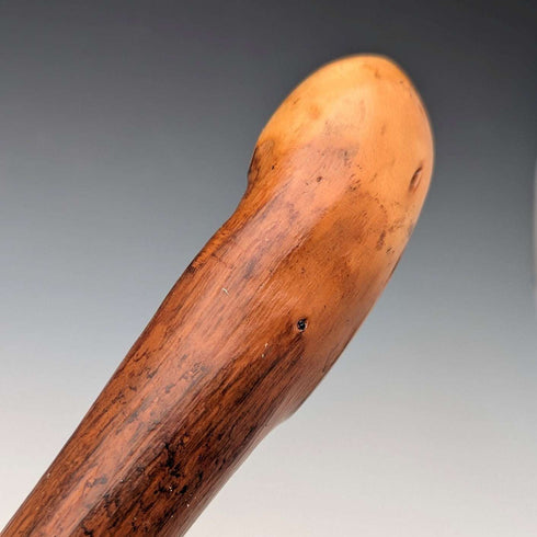 复古天然木登山杖,带皮质背带,124cm