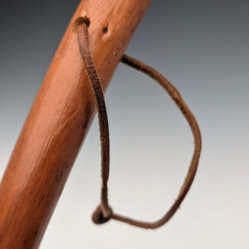 复古天然木登山杖,带皮质背带,124cm