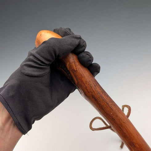 复古天然木登山杖,带皮质背带,124cm