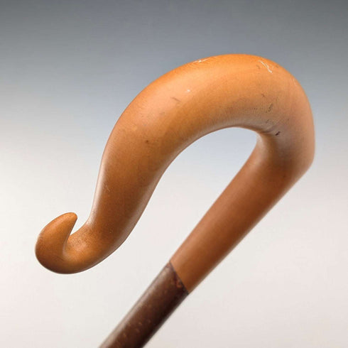 Bastón de pastor vintage con mango curvado grande y vara de avellano, 132 cm