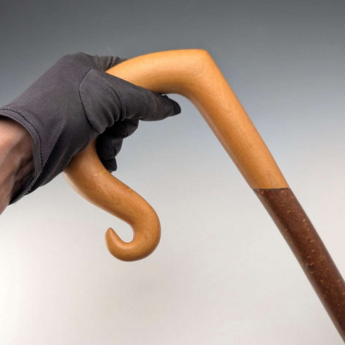 Bastón de pastor vintage con mango curvado grande y vara de avellano, 132 cm