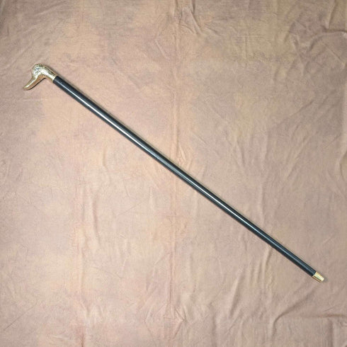 Bastón vintage con eje negro y mango de cabeza de pato, 93 cm