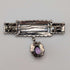 Vintage Sterling Silver Marcasite & Purple Stone Brooch