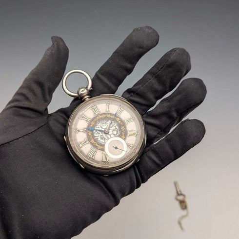 1873 British Antique Ornate Dial Key-Wind Pocket Watch, 55mm Diameter, H Osburn, For Parts/Repair