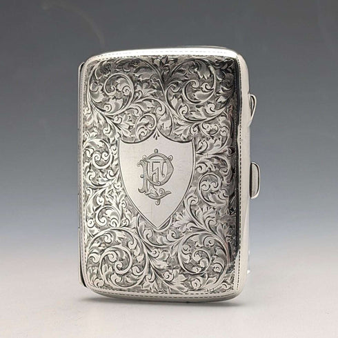 1919 English Antique Sterling Silver Cigarette Case 60g Constantine & Floyd