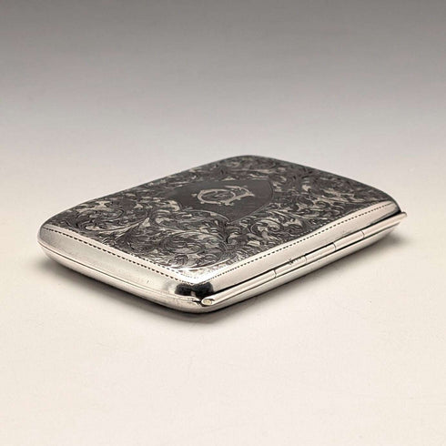 1919 English Antique Sterling Silver Cigarette Case 60g Constantine & Floyd