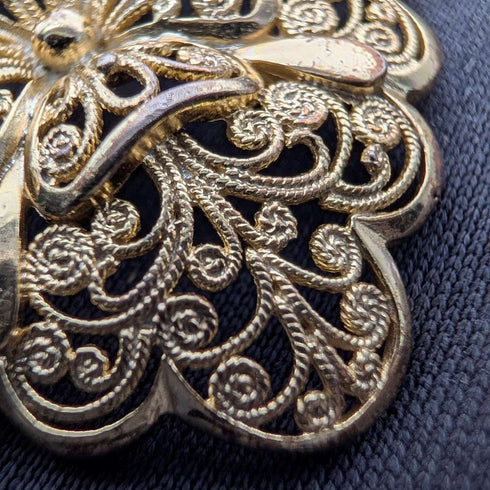 Colgante de filigrana de plata de ley chapada en oro, vintage alemán, con cadena nueva.