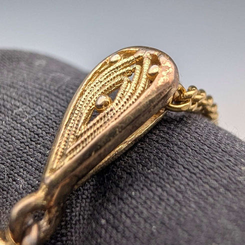 Colgante de filigrana de plata de ley chapada en oro, vintage alemán, con cadena nueva.