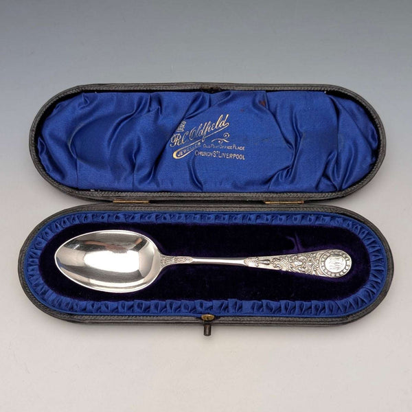 1905年 英国アンティーク 純銀製 クリスニングスプーン 37g Atkin Brothers ケース入