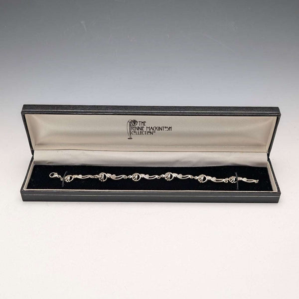 British Vintage Solid Silver Mackintosh Rose Bracelet with Case