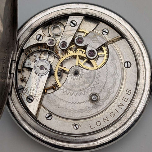 1913년경 앤티크 론진 회중시계 은장 헌터 케이스 작동 양호
