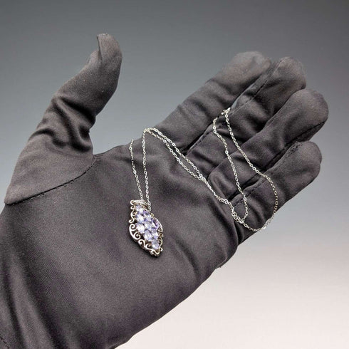 Vintage Purple Stone Sterling Silver Pendant with Sterling Silver Chain