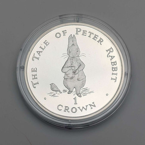 1998년 영국 지브롤터 크라운 은화 「피터 래빗」 포브조이 민트(Pobjoy Mint) 케이스·설명서 포함