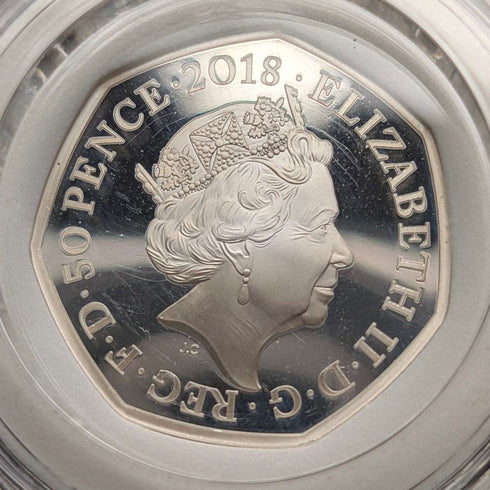 Moneda conmemorativa de plata de 50 peniques del 60.º aniversario de "Paddington Bear" del Reino Unido, con estuche y certificado de la Royal Mint