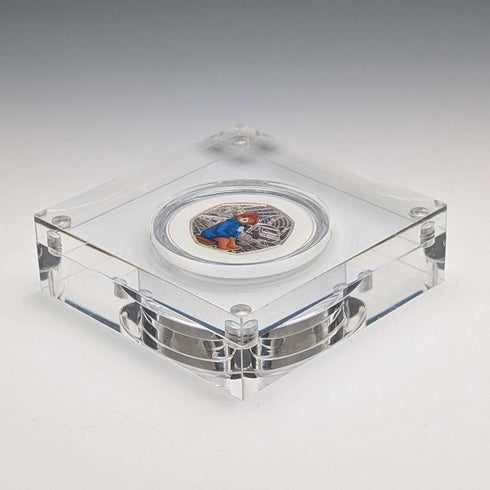 Moneda conmemorativa de plata de 50 peniques del 60.º aniversario de "Paddington Bear" del Reino Unido, con estuche y certificado de la Royal Mint