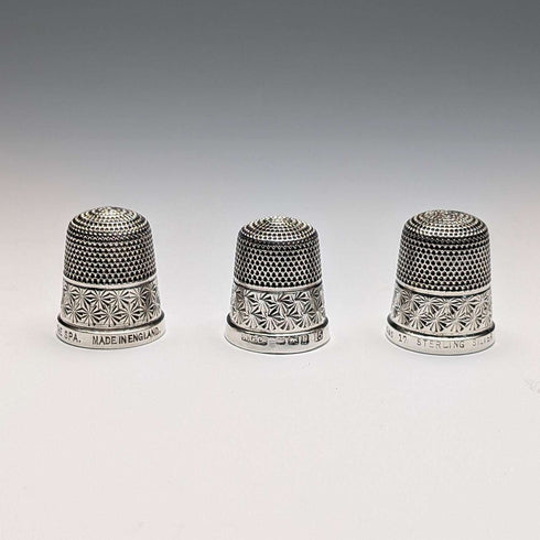 Set de 3 dedales de plata de ley vintage británicos