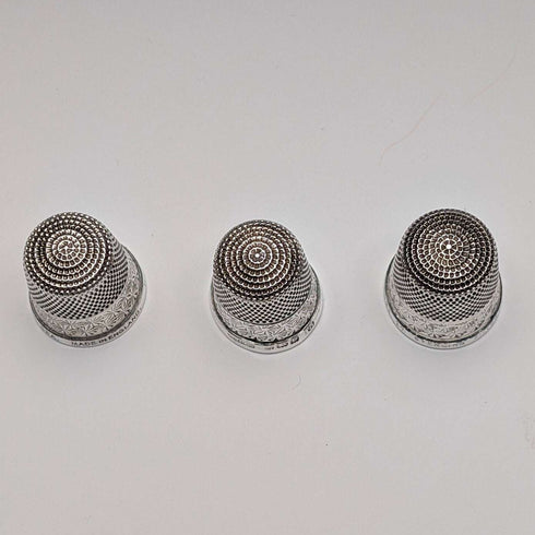 Set de 3 dedales de plata de ley vintage británicos