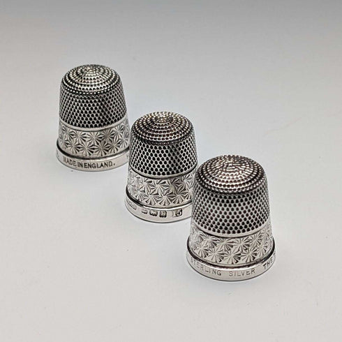 Set de 3 dedales de plata de ley vintage británicos
