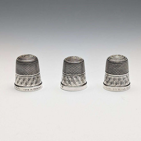 Set de 3 dedales de plata de ley vintage británicos