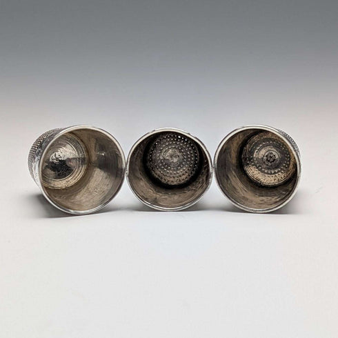 Set de 3 dedales de plata de ley vintage británicos