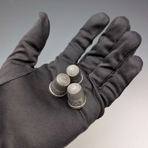 Set de 3 dedales de plata de ley vintage británicos