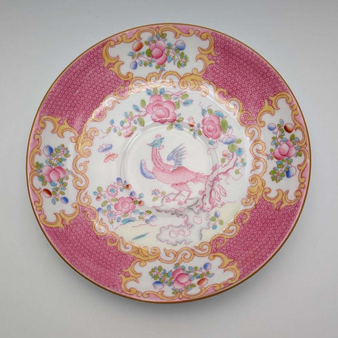 英国维多利亚时代 米顿粉色金鸡(Pink Cockatrice)茶杯三件套