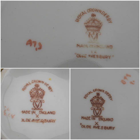 c. 1947 Vintage Royal Crown Derby "Old Aylesbury" Teacup Trio ③