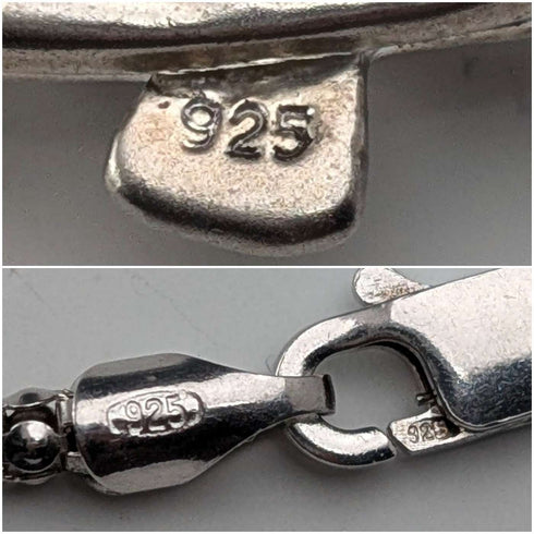 Colgante vintage de plata de ley con esmalte en forma de pez grande, incluye collar de plata de ley, 44 g en total