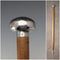 Bastón vintage con eje de madera gruesa y empuñadura redonda de plata pura, 86 cm