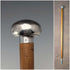 Bastón vintage con eje de madera gruesa y empuñadura redonda de plata pura, 86 cm