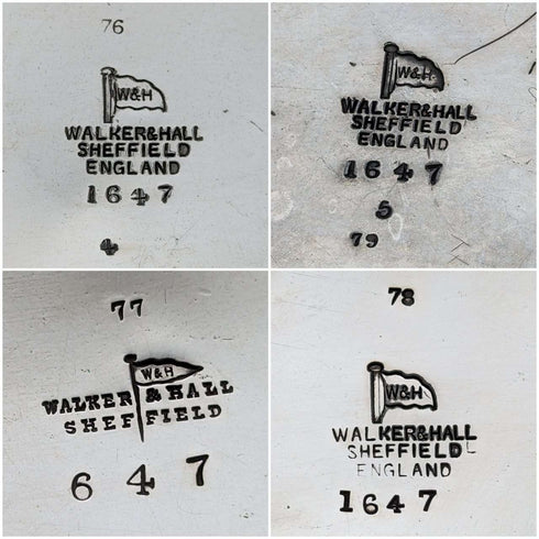 1900 年左右英國古董不列顛金屬茶具 4 件套 Walker 和 Hall