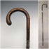 1921 British Antique Men's Cane, Lightweight Curved Handle, Sterling Silver Decoration, Brown Shaft, 88cm