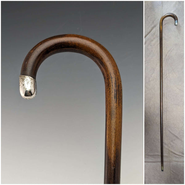 1919년 영국 앤티크 신사용 경량 지팡이, 순은 장식, 브라운 샤프트, 90cm