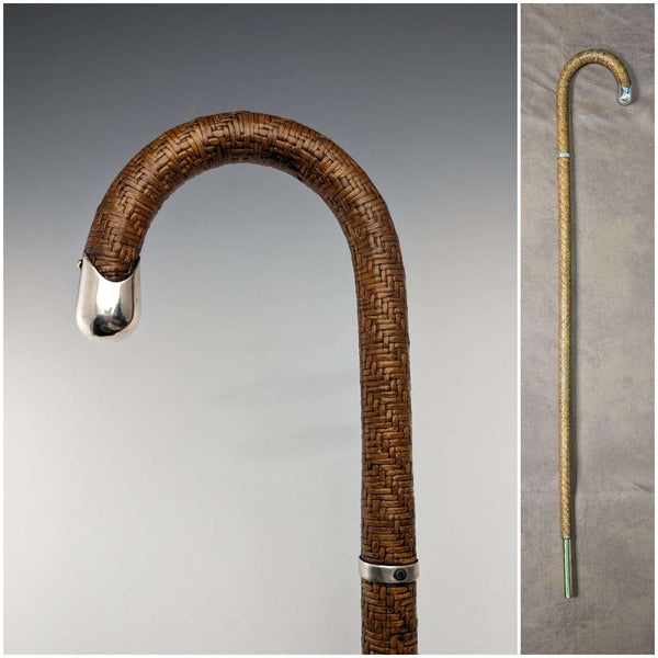 Bastón vintage de mimbre para caballero, 87 cm