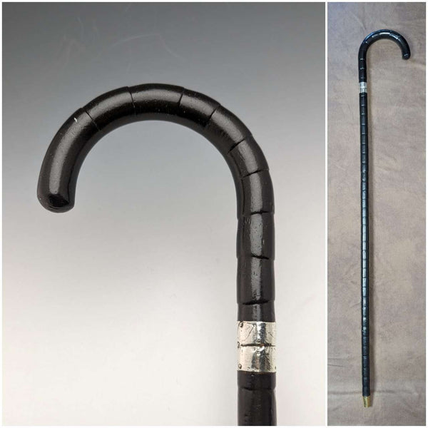1915년 영국 앤틱 신사용 스테ッキ 지팡이 순은 장식 커브 핸들 87cm
