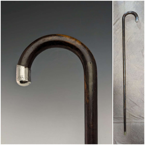 1931년 영국 빈티지 신사용 지팡이 순은 장식 브라운 샤프트 92cm