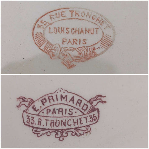 Par de platos laterales de loza fina diseño japonismo, estilo antiguo francés ②