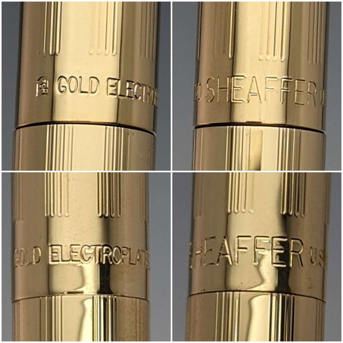 Juego de pluma estilográfica y bolígrafo vintage Sheaffer de EE. UU., chapado en oro, en estuche
