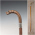 1919 British antique brown shaft dog head handle pure silver decorated walking stick 87cm Jonathan Howell
