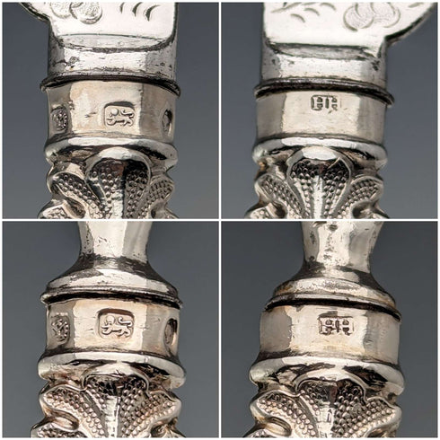 1860年頃 英国アンティーク 純銀ハンドル カトラリー4ペア Harrison Brothers&Howson