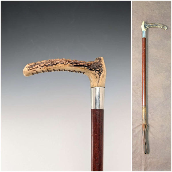 1913년 영국 앤틱 승마용 채찍 라이딩 크롭 앤틀러 52cm