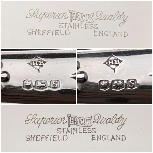 Cuchillo para pan y pala para pastel de plata de ley, vintage británico, 1960, Harrison Brothers