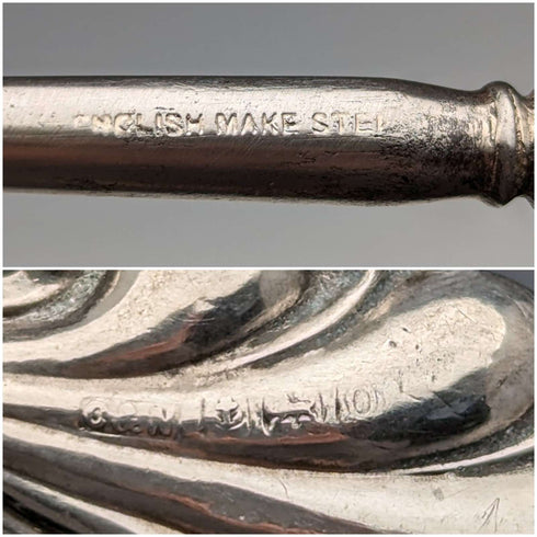 1913年 英国アンティーク 純銀ハンドル ボタンフック Crisford & Norris