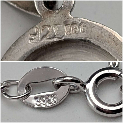 Colgante relicario ovalado de plata de ley vintage, con collar de plata de ley, 5.4 g en total