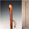 复古天然木登山杖,带皮质背带,124cm