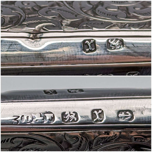 Estuche para tarjetas de plata de ley, estilo libro, 1897, Reino Unido, 122g, Deakin and Francis